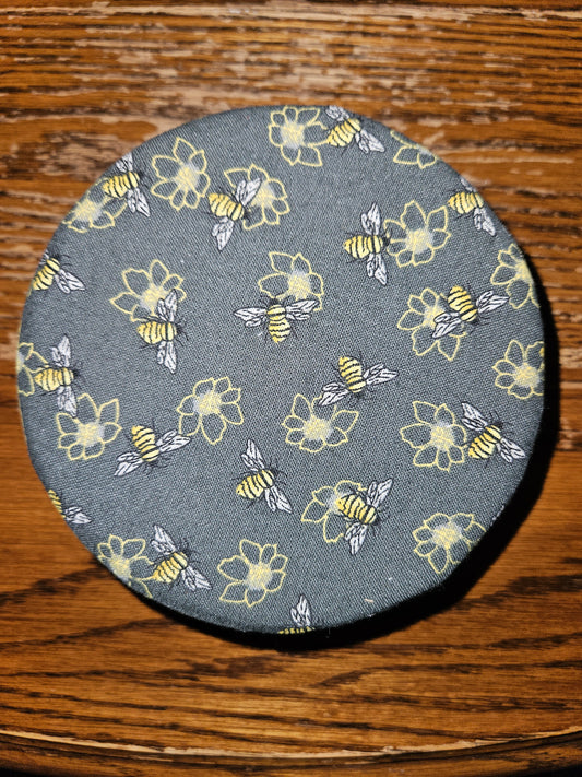 Coaster Bees and flowers black background
